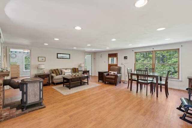 592 Old Stage Rd, Arrowsic, ME 04530 - living area with light wood-style floors, recessed lighting, plenty of natural light, and baseboards