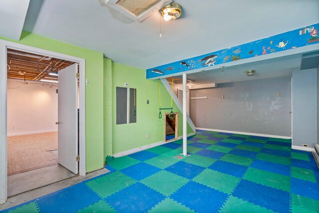 94 Thompson St, South Portland, ME 04106 - unfurnished bedroom with tile patterned floors, electric panel, and baseboards