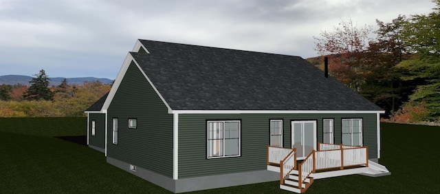 32 Middle Jam Rd, Gorham, ME 04038 - exterior space with a front lawn, a mountain view, and roof with shingles