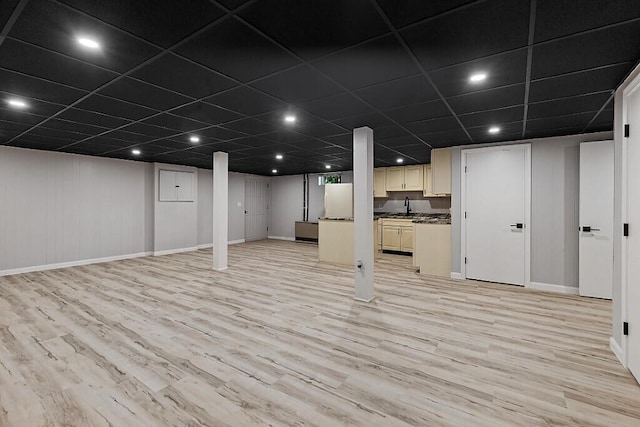 7 Philip Ave, Augusta, ME 04330 - finished basement featuring light wood-type flooring, a sink, baseboards, refrigerator, and recessed lighting