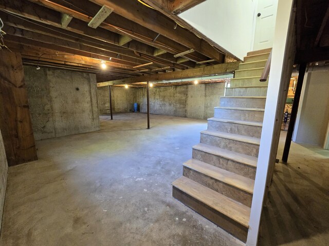 237 Bangor Rd, Unity, ME 04988 - unfinished below grade area featuring stairway