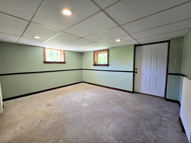 237 Bangor Rd, Unity, ME 04988 - below grade area with a paneled ceiling, baseboards, and recessed lighting