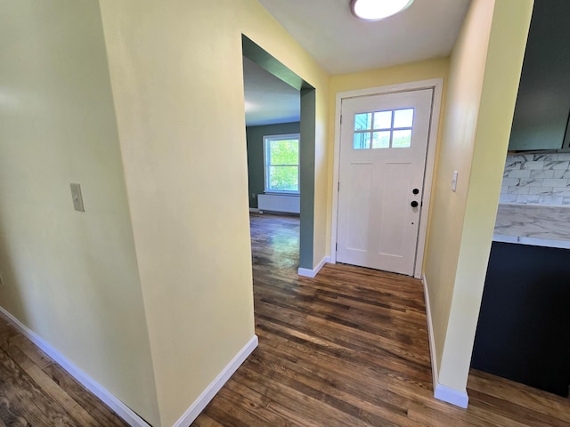 237 Bangor Rd, Unity, ME 04988 - foyer with baseboards and dark wood finished floors