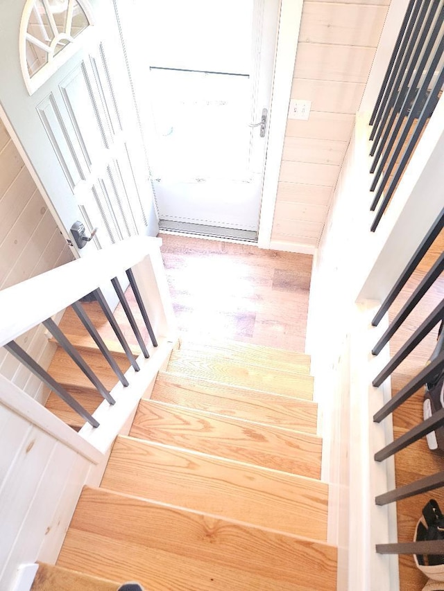 262 Golf Course Rd, Newport, ME 04953 - stairway featuring wood finished floors
