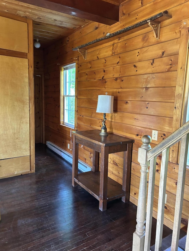 20 Monument Rd, Abbot, ME 04406 - hall featuring hardwood / wood-style floors and wood walls