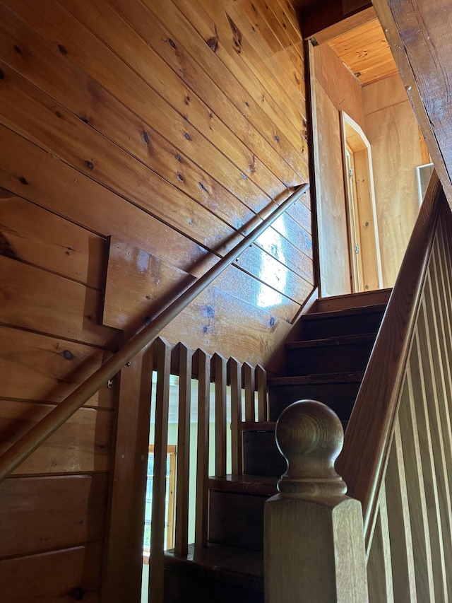 20 Monument Rd, Abbot, ME 04406 - stairway with wood walls and wood ceiling