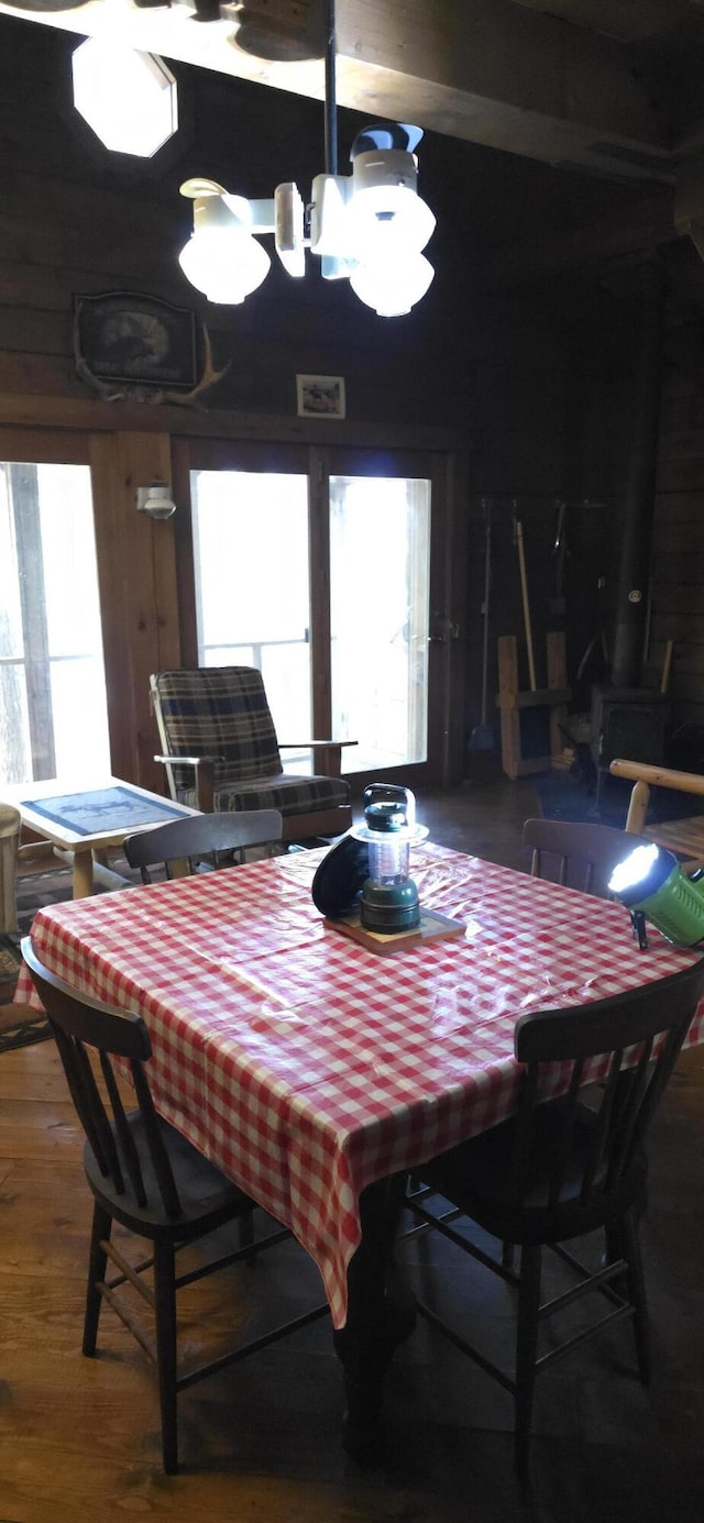 1261 Turkey Tail Rd Unit T4, Indian Purchase Twp, ME 04462 - dining room with wood finished floors and a chandelier