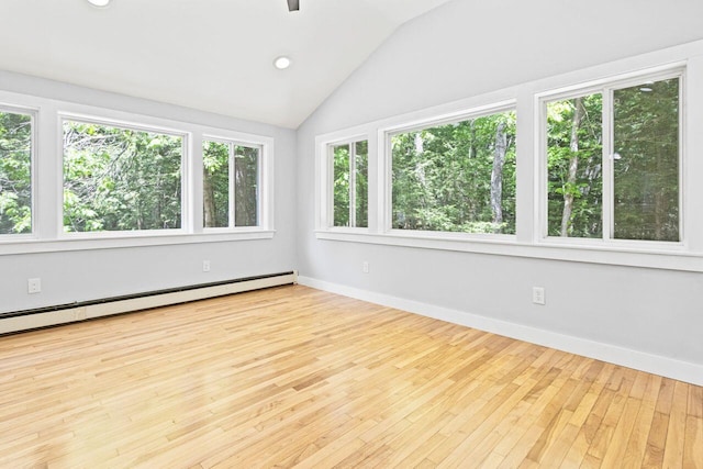 30 Ring Landing Rd, Casco, ME 04015 - unfurnished sunroom featuring vaulted ceiling and baseboard heating