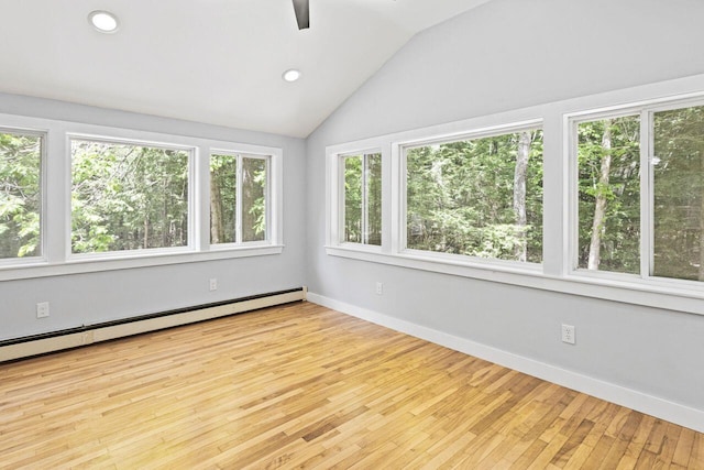 30 Ring Landing Rd, Casco, ME 04015 - unfurnished sunroom featuring a baseboard heating unit and lofted ceiling