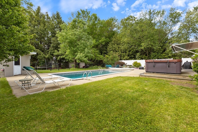 18 Tibbetts Ln, Lyman, ME 04002 - view of pool featuring a hot tub and a patio area