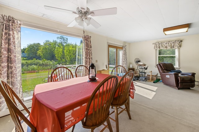 87 Southard Ave, Kenduskeag, ME 04450 - dining room featuring carpet floors and ceiling fan