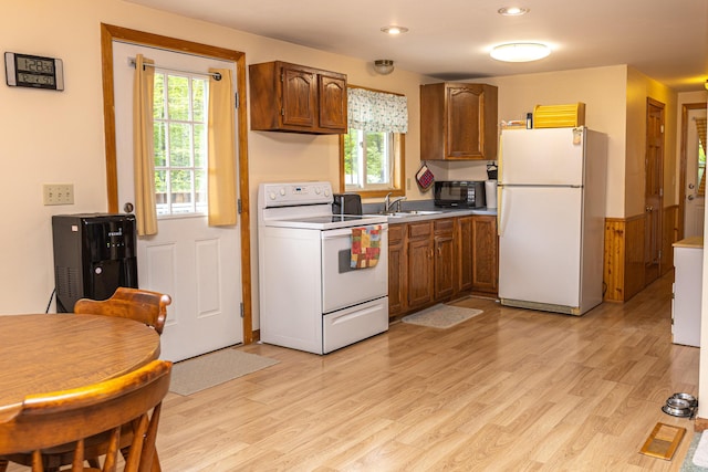 3 Lakeview Ln S, Standish, ME 04084 - kitchen with white appliances, a sink, light wood-style flooring, plenty of natural light, and recessed lighting