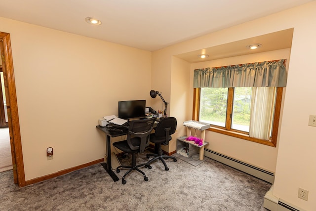 3 Lakeview Ln S, Standish, ME 04084 - carpeted office featuring baseboard heating, recessed lighting, and baseboards