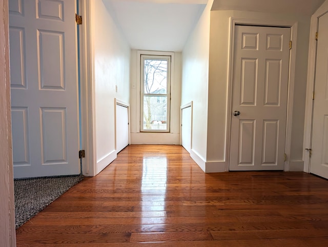 195 Elm St, Biddeford, ME 04005 - foyer entrance featuring hardwood / wood-style floors and baseboards