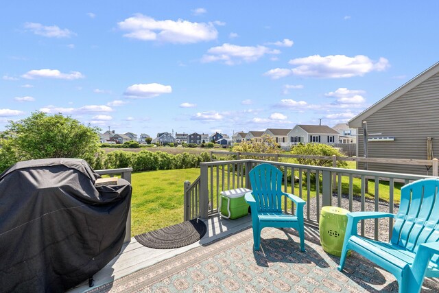 75 Ox Cart Ln Unit 2, Wells, ME 04090 - view of patio featuring a residential view, area for grilling, and a deck