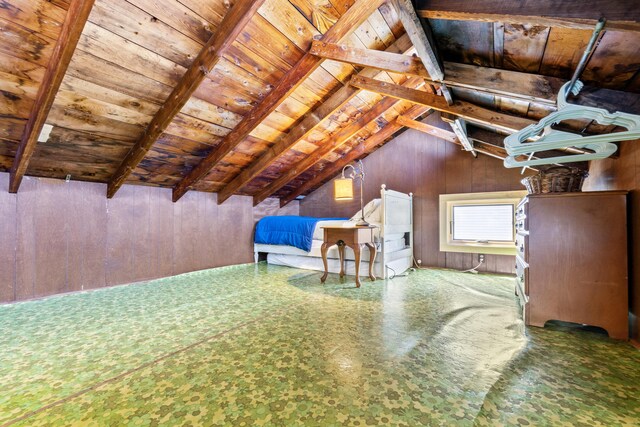 75 Ox Cart Ln Unit 2, Wells, ME 04090 - bedroom featuring wooden ceiling and wood walls