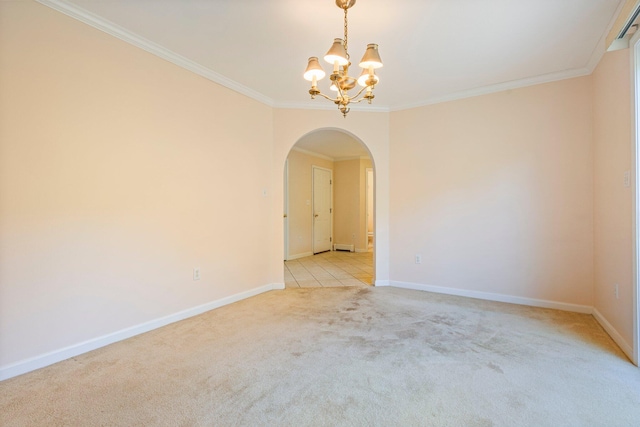 22 Joseph Dr Unit 6, Gorham, ME 04038 - empty room with arched walkways, light colored carpet, a chandelier, and ornamental molding