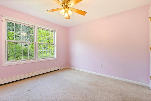 22 Joseph Dr Unit 6, Gorham, ME 04038 - unfurnished room with a baseboard radiator, carpet, and a ceiling fan
