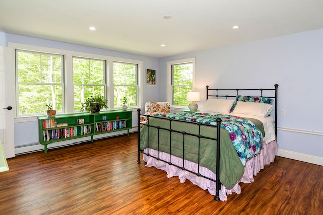 10 Pemasong Ln, Yarmouth, ME 04096 - bedroom with a baseboard radiator, wood finished floors, recessed lighting, and baseboards