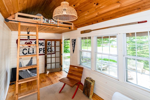 10 Pemasong Ln, Yarmouth, ME 04096 - sitting room with wooden ceiling, hardwood / wood-style flooring, and lofted ceiling