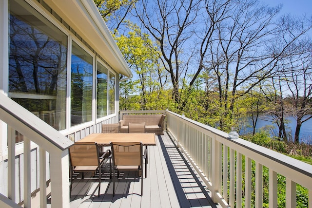 142 Fortunes Rocks Rd, Biddeford, ME 04005 - deck with a water view and outdoor dining area