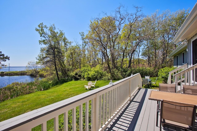 142 Fortunes Rocks Rd, Biddeford, ME 04005 - wooden deck with a water view and a yard