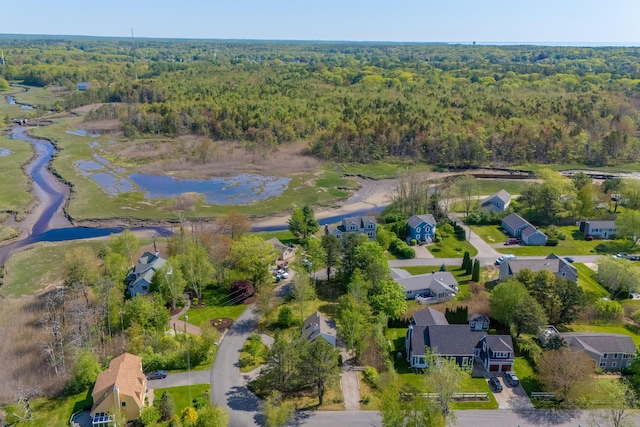 21 Surf Ln, Kennebunk, ME 04043 - aerial overview of property's location with a forest, a large body of water, and nearby suburban area