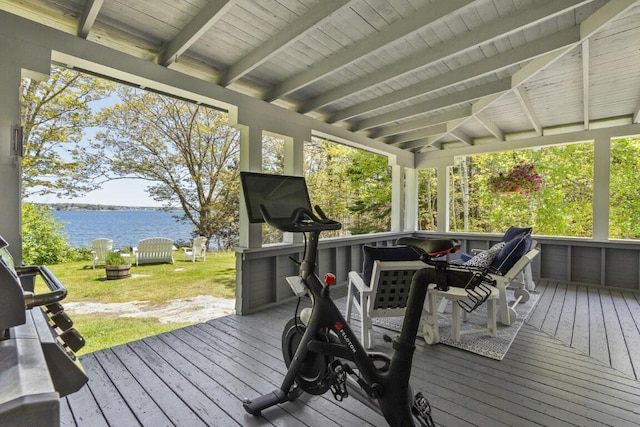 1 Mouse Is, Southport, ME 04576 - wooden deck with a water view
