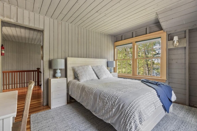1 Mouse Is, Southport, ME 04576 - bedroom with wood finished floors, wood walls, and wooden ceiling