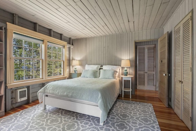 1 Mouse Is, Southport, ME 04576 - bedroom with wood finished floors, wood walls, and wooden ceiling
