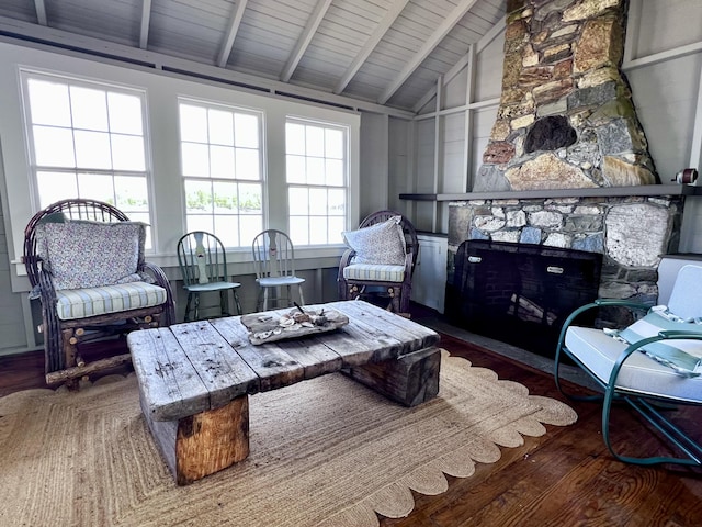 1 Mouse Is, Southport, ME 04576 - living room with wood finished floors and a fireplace