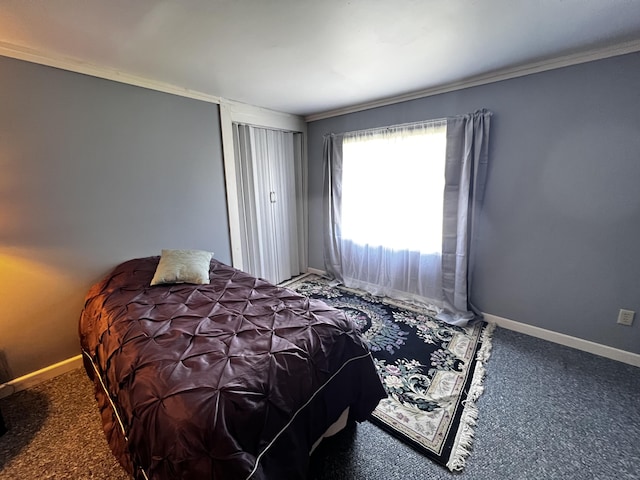 30 Highland Ave, Dixfield, ME 04224 - bedroom featuring carpet flooring, baseboards, and crown molding