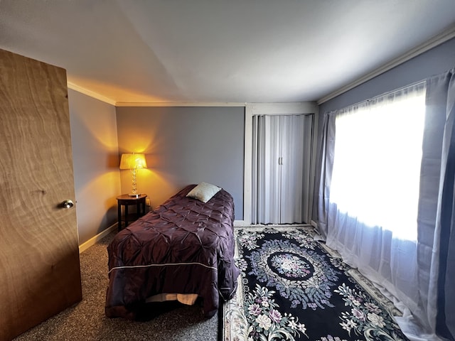 30 Highland Ave, Dixfield, ME 04224 - carpeted bedroom featuring ornamental molding and baseboards