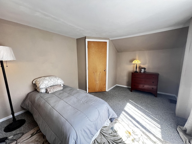 30 Highland Ave, Dixfield, ME 04224 - bedroom with baseboards, lofted ceiling, and carpet