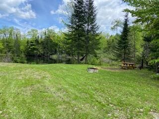 254 Eaton Rd, Dexter, ME 04435 - view of green lawn with a forest view