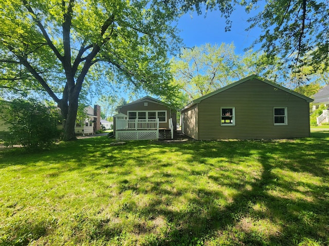 51 Francis St, Waterville, ME 04901 - view of green lawn featuring a deck