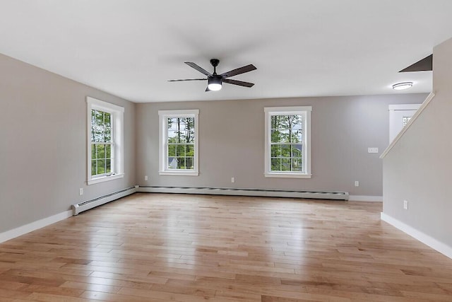 65 May Way, Sidney, ME 04330 - unfurnished room featuring healthy amount of natural light, light wood-style flooring, and ceiling fan