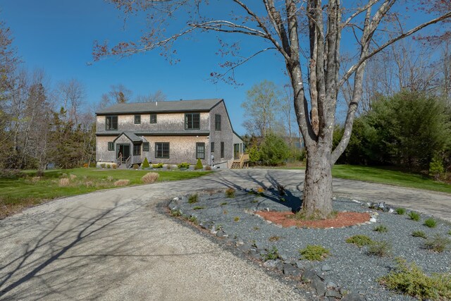 438 Oak Point Rd, Trenton, ME 04605 - view of front facade with curved driveway and a front lawn