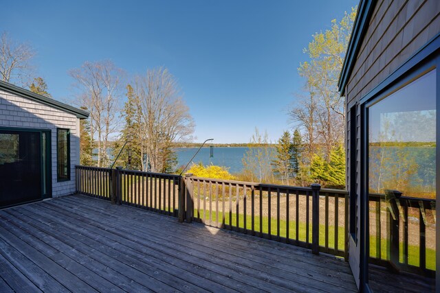438 Oak Point Rd, Trenton, ME 04605 - deck featuring a water view