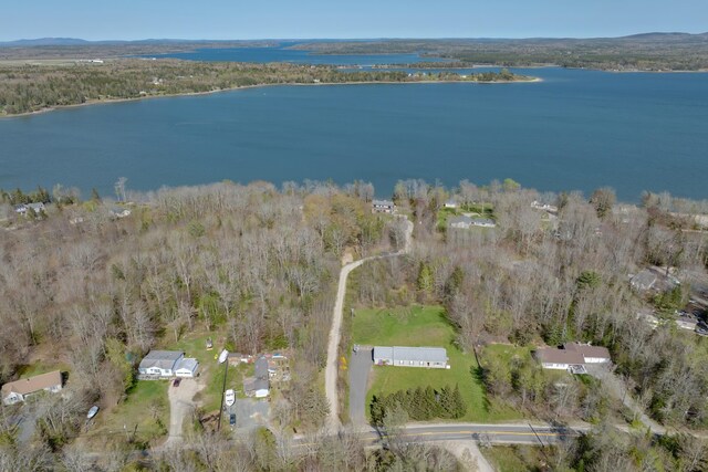 438 Oak Point Rd, Trenton, ME 04605 - aerial view of property's location featuring a nearby body of water and a heavily wooded area