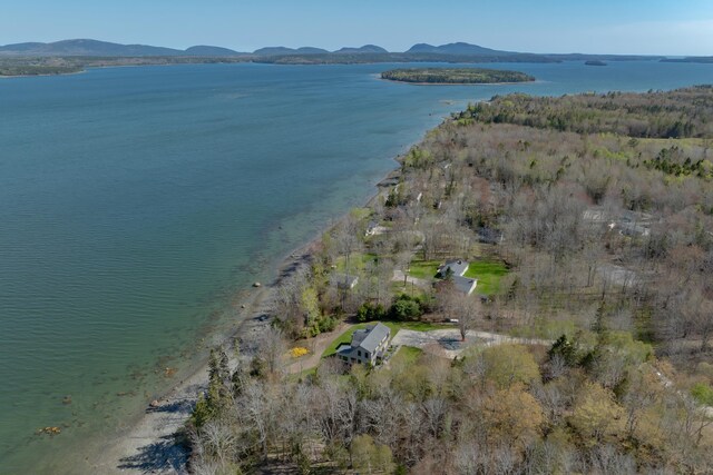 438 Oak Point Rd, Trenton, ME 04605 - aerial view of property and surrounding area with a water and mountain view