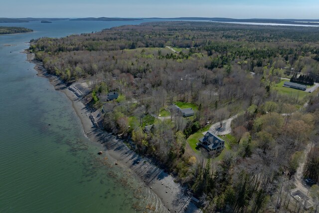 438 Oak Point Rd, Trenton, ME 04605 - aerial view of property and surrounding area with a heavily wooded area and a nearby body of water