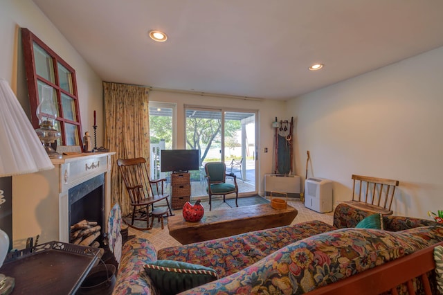 4 Goodridge Dr Unit 4, Naples, ME 04055 - living area featuring a premium fireplace and recessed lighting