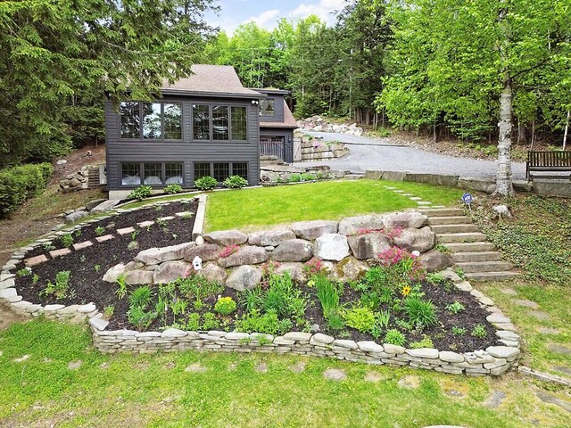 59 Lupine Dr, Belgrade, ME 04917 - view of grassy yard with stairway