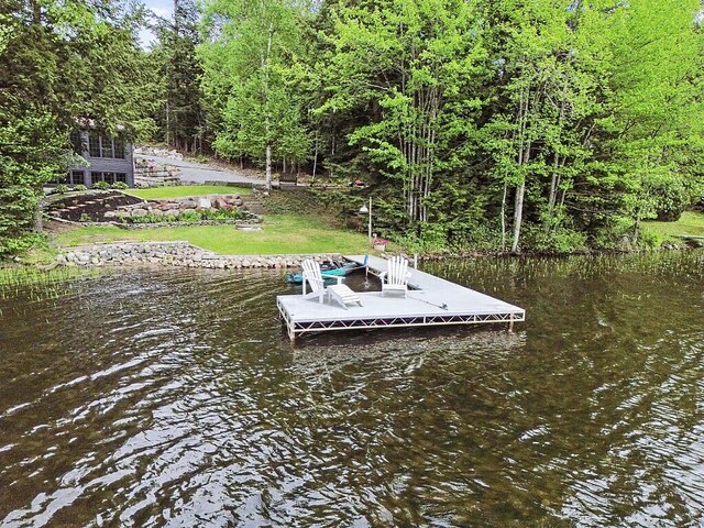 59 Lupine Dr, Belgrade, ME 04917 - dock area featuring a water view and a forest view