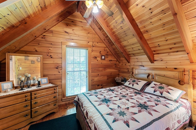 2451 Riverside Dr, Vassalboro, ME 04989 - bedroom featuring wooden ceiling, wood walls, and wood finished floors