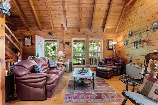 2451 Riverside Dr, Vassalboro, ME 04989 - living area featuring wooden ceiling, wood-type flooring, and wooden walls
