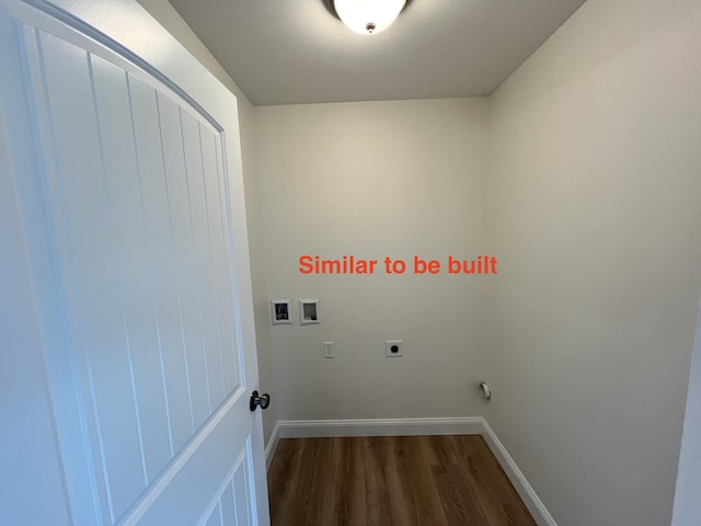 93 Union St, Orono, ME 04473 - laundry area featuring washer hookup, dark wood finished floors, baseboards, and hookup for an electric dryer