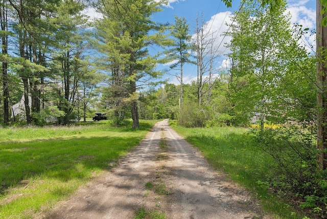 198 Range Rd, Cumberland, ME 04021 - view of dirt / gravel road featuring a forest view