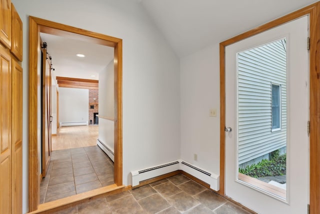 198 Range Rd, Cumberland, ME 04021 - spare room featuring a baseboard heating unit, vaulted ceiling, recessed lighting, and baseboards